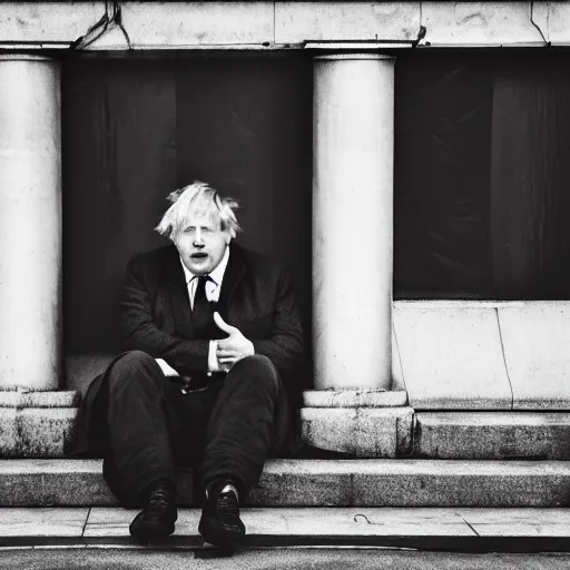 Prompt: Boris Johnson as Hannibal Lecter, morbid, evil, dark photography, realistic, candid street portrait in the style of Rehahn award winning, Sony a7R,