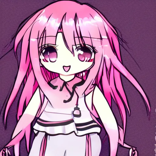 Image similar to a chibi anime girl with pink hair cute