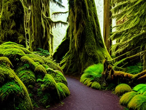 Prompt: hall of mosses at olympic national park