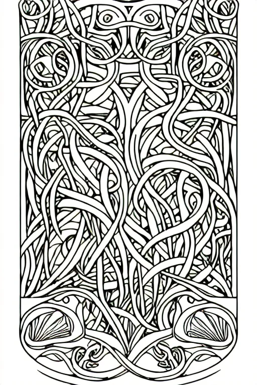 Prompt: vector images, art nouveau edge border designs, smooth lines, strong outline, coloring book outline, vines