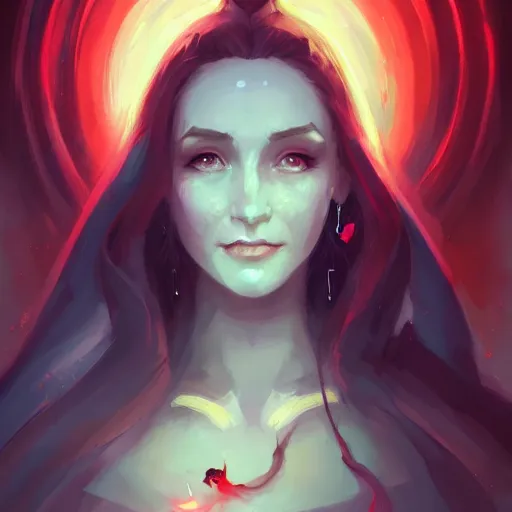 Image similar to a beautiful portrait of a beautiful melisandre, concept art by pete mohrbacher and guweiz and ilya kuvshinov, digital art, highly detailed, intricate, sharp focus, trending on artstation hq, deviantart, unreal engine 5, 4 k uhd image