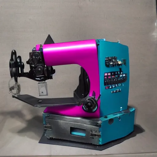 Image similar to complex and detailed industrial machine. Dark teal and magenta.