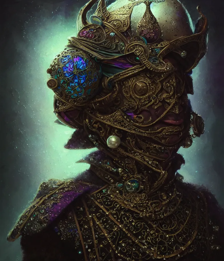 Image similar to front!!! shot of a court jester!!! character, mesmerizing hypercubes, dark holography!!!, future, oil slick, crystalline edges, (((intricate))), elegant, highly detailed, centered, (((artstation, concept art, smooth, sharp focus, artgerm, Tomasz Alen Kopera, Peter Mohrbacher, donato giancola, Joseph Christian Leyendecker, WLOP, Boris Vallejo))), ((raytracing)), mugshot!!!!!, ugly!!!!!!, octane render, nvidia raytracing demo, octane render, nvidia raytracing demo, octane render, nvidia raytracing demo, grainy, muted, 8K, digitalblasphemy, metatron