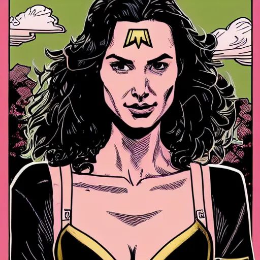 Image similar to portrait of gal gadot, by laurie greasley and james stokoe