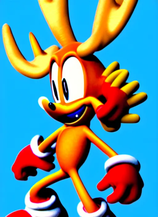 Prompt: highly detailed closeup of a wacky moose character, from sonic the hedgehog, sonic video game series, character concept art