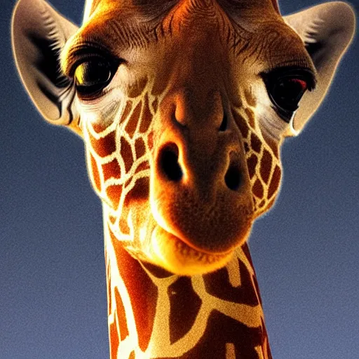 Prompt: the transcendent giraffe embodying absolute darkness, photorealistic, detailed photography, divinity, awful, cosmic horror, religious art