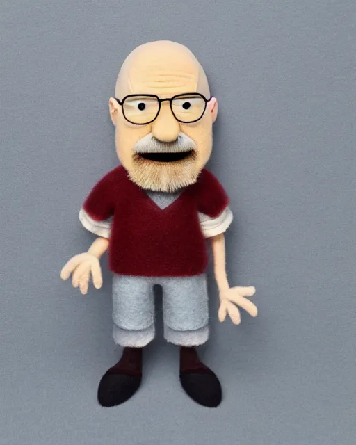 Image similar to walter white as a muppet. highly detailed felt. hyper real photo. 4 k.