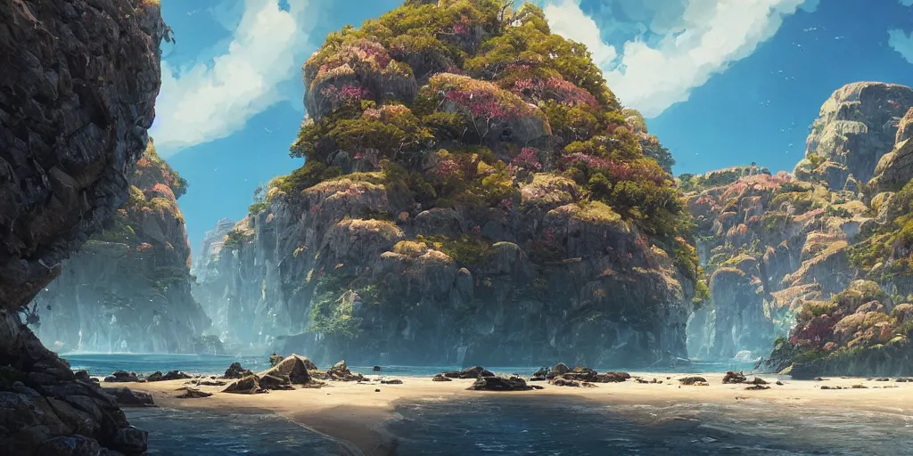 Image similar to highly detailed vanishing - point of a gleaming archipelago made of quartz in gta v, stephen bliss, unreal engine, fantasy art by greg rutkowski, loish, rhads, ferdinand knab, makoto shinkai and lois van baarle, ilya kuvshinov, rossdraws, tom bagshaw, global illumination, radiant light, detailed and intricate environment