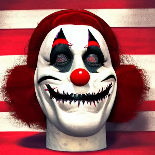 Image similar to creepy clown mask, payday the heist, concept art illustration