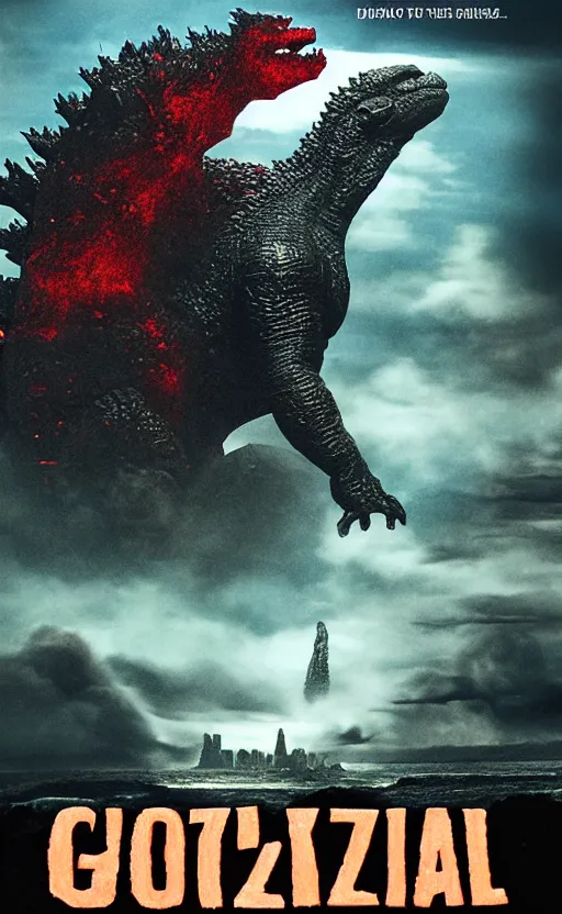 Image similar to godzilla vs kong poster in the style of john blanche