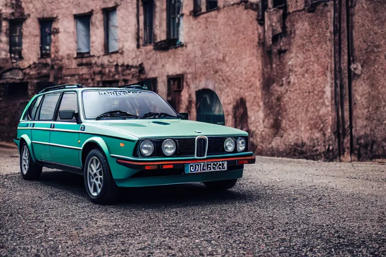 Prompt: 1975 Lancia Delta Integrale BMW M1 estate wagon, XF IQ4, 150MP, 50mm, F1.4, ISO 200, 1/160s, natural light, Adobe Photoshop, Adobe Lightroom, photolab, Affinity Photo, PhotoDirector 365