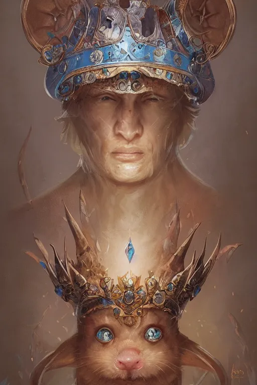 Prompt: portrait of the mousefolk wearing crown of the ancients by artgerm and Craig Mullins, James Jean, Andrey Ryabovichev, Mark Simonetti and Peter Morbacher 16k
