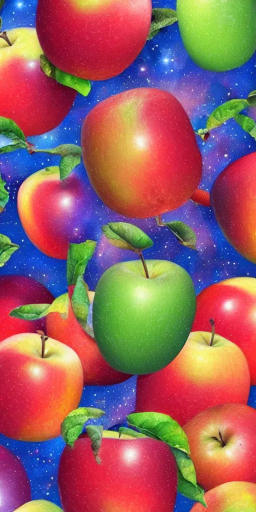 Prompt: a mural of an apple galaxy