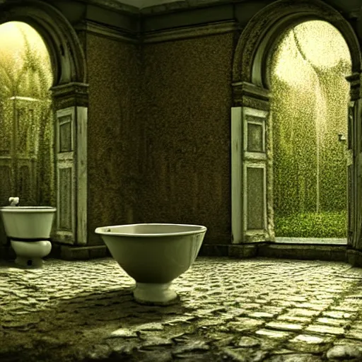 Prompt: hyperrealism photography computer simulation visualisation of parallel dark universe detailed old bath in the detailed ukrainian village garden in dramatic scene from art house futuristic movie by taras shevchenko and alejandro jodorowsky and andrei tarkovsky