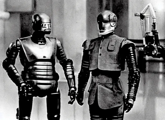 Prompt: scene from the 1 9 1 7 science fiction film robocop