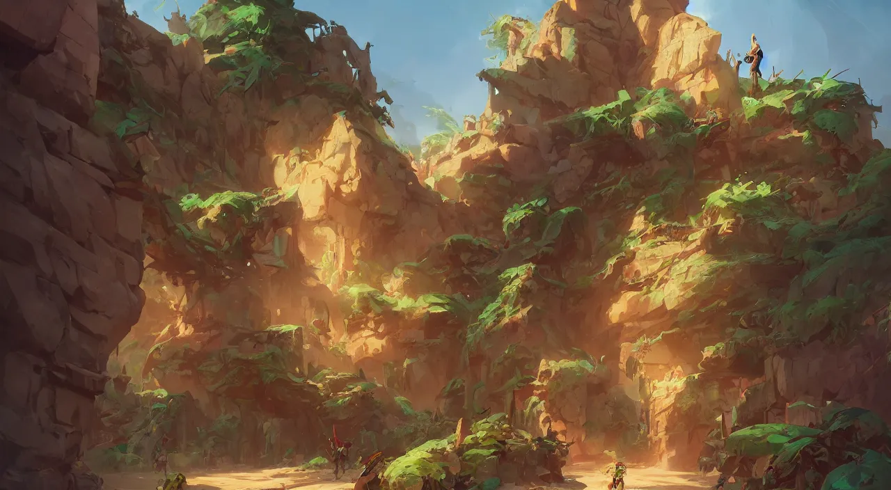 Image similar to wood wall fortress arabian marketplace fabric greeble block jungle dirt ground volume lighting shine shadow official fanart behance hd artstation by jesper ejsing, by rhads, makoto shinkai and lois van baarle, ilya kuvshinov, rossdraws