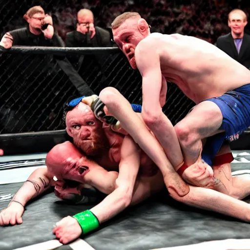 Image similar to gollum wrestling with conor mcgregor