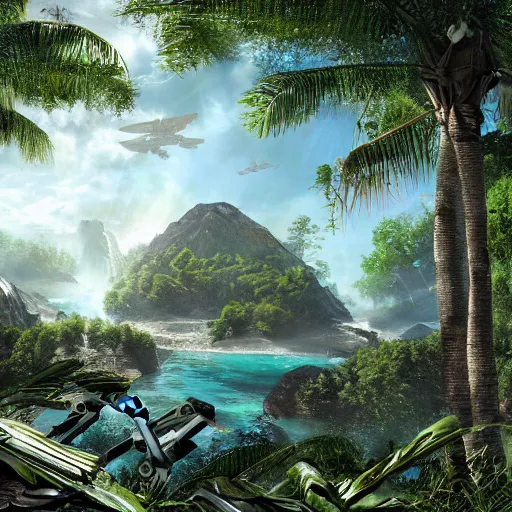 Prompt: Crysis 3 island, painting