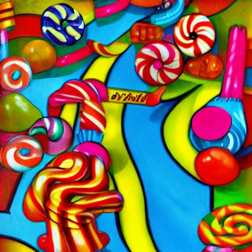 Prompt: candy land, expressionist