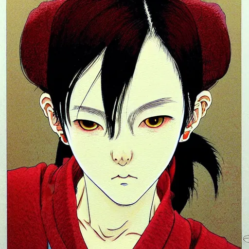 Image similar to prompt : portrait painted in miyazaki color style drawn by katsuhiro otomo and takato yamamoto, inspired by fables, china doll face, smooth face feature, intricate oil painting, high detail, sharp high detail, manga and anime 2 0 0 0