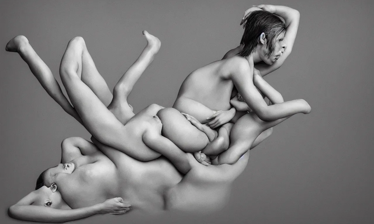 Image similar to a piece of art giving birth to a human