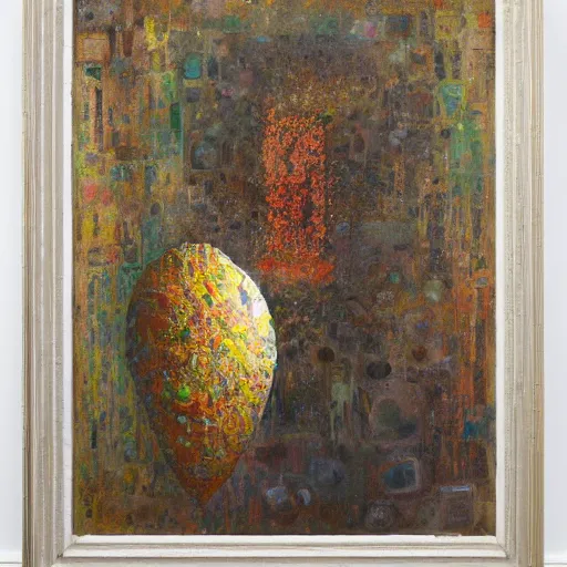 Image similar to an impasto maximalist painting by shaun tan of an abstract forgotten sculpture by the caretaker and ivan seal