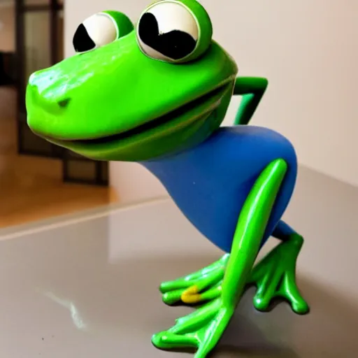 Image similar to a small frog standing on two feet at the hotel reception entry, in the style of dr. seuss