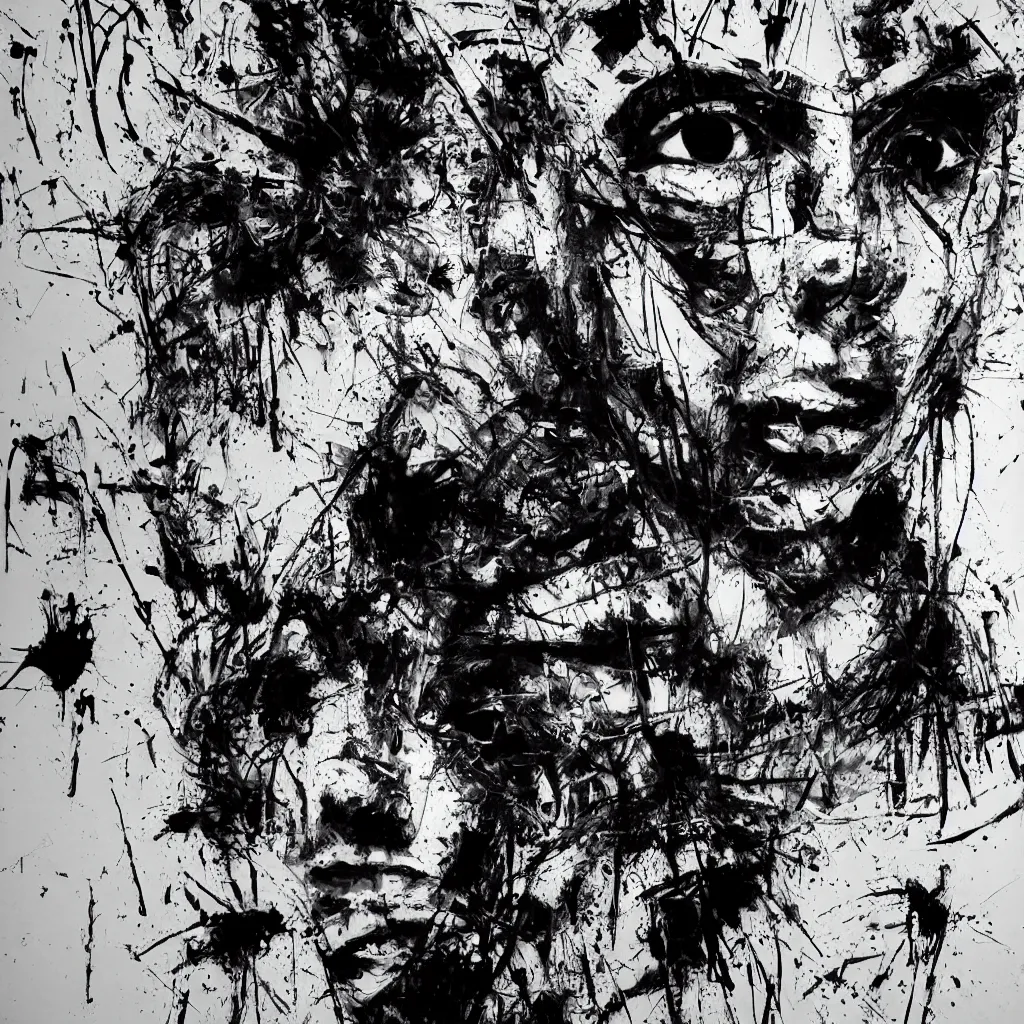 Image similar to abstract expressionism black and white artwork black lines 3 d sculpture painting highly detailed high quality by jackson pollock by russ mills 8 k