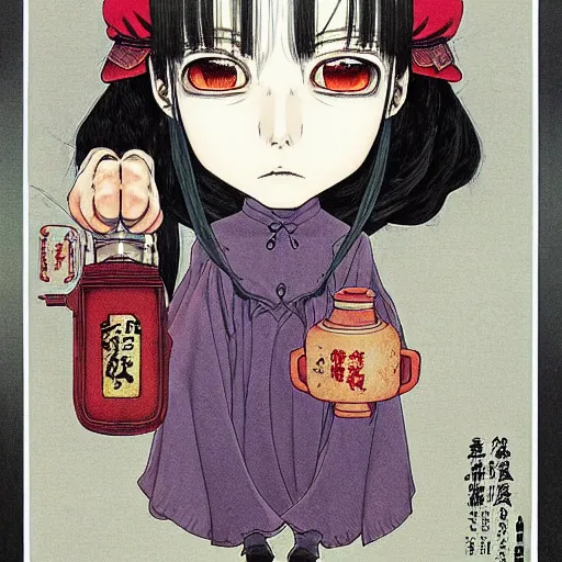 Image similar to prompt : portrait alchemist painted in miyazaki color style drawn by katsuhiro otomo and takato yamamoto, inspired by fables, china doll face, smooth face feature, intricate oil painting, high detail, sharp high detail, manga and anime 2 0 0 0