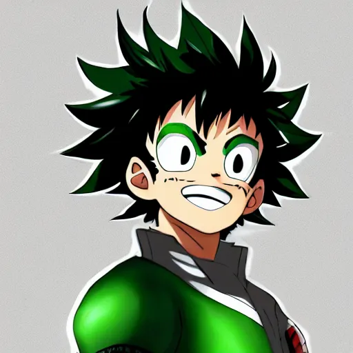 Image similar to High quality digital portrait of Izuku Midoriya from My Hero Academia by Artsbycarlos and Sakimichan