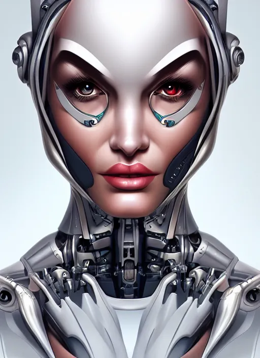 Image similar to portrait of a cyborg woman by Artgerm, biomechanical, hyper detailled, trending on artstation