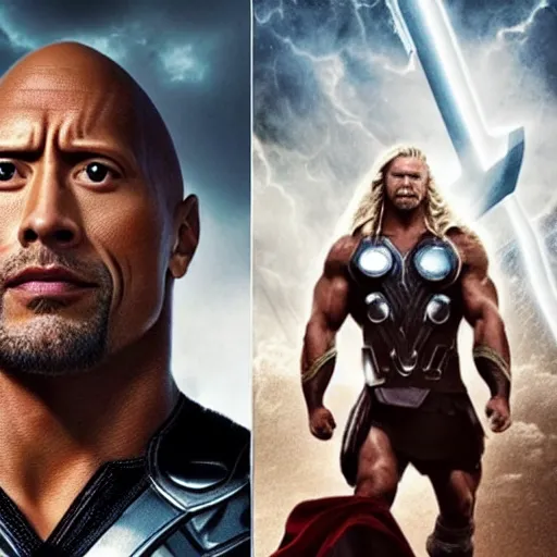 Image similar to Dwayne Johnson as Thor