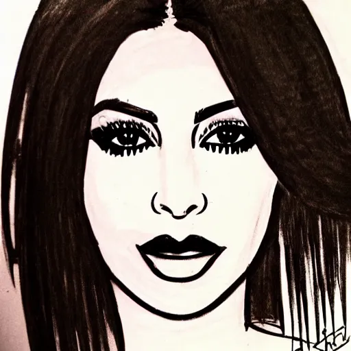 Prompt: rock and rule style drawing of kim kardashian