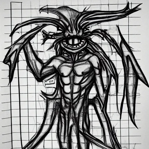 Image similar to ocd demon sketch art in notebook