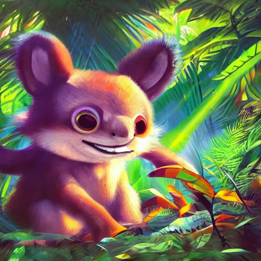 Image similar to disco diffusion painting of teemo in the jungle by makoto shinkai, masterpiece, contest award winner