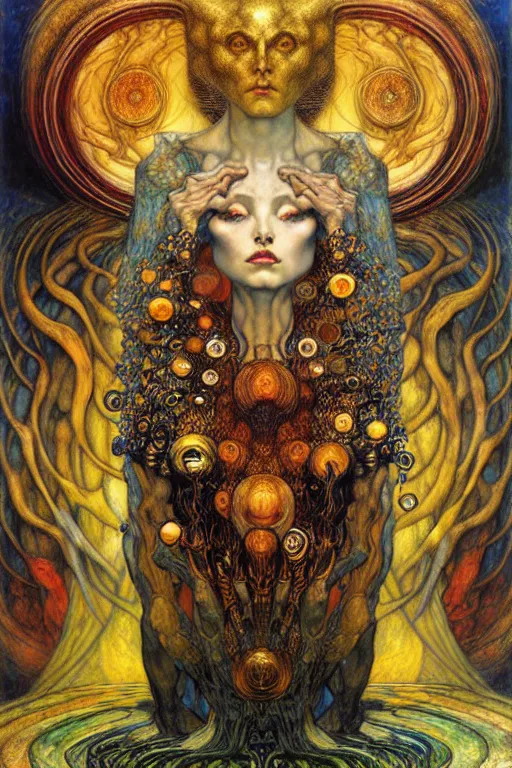 Image similar to Divine Chaos Engine by Karol Bak, Jean Delville, William Blake, Gustav Klimt, and Vincent Van Gogh, symbolist, visionary