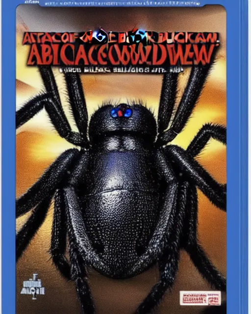 Prompt: 'attack of the giant black widow spider!' blu-ray DVD case still sealed in box, ebay listing