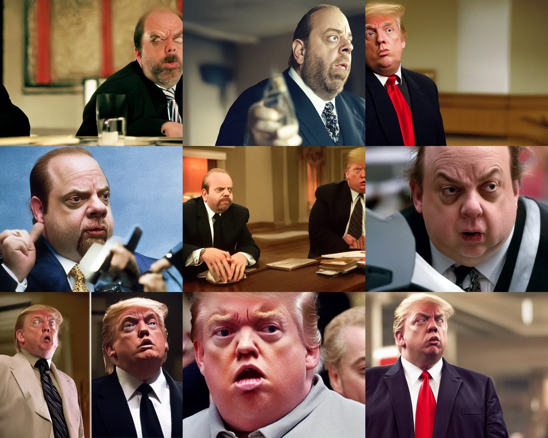 Prompt: paul giamatti portrays donald trump, still from the sopranos ( 2 0 0 4 ), cinematic