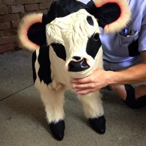 Image similar to cute calf dressed as an inmate