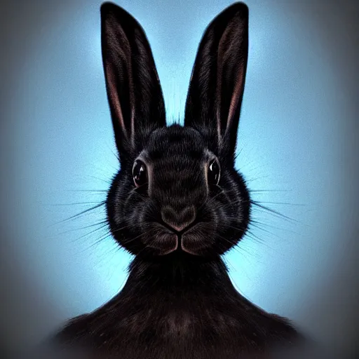 Image similar to cute black rabbit portrait, gradient background, fantasy art, concept, art, computer art, high detail, 4 k
