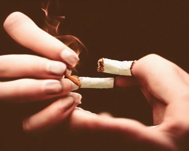 Image similar to a lomographic photo of woman hand with cigarette