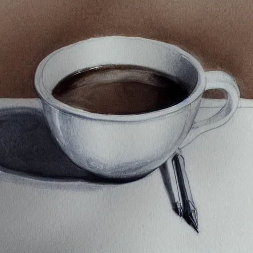 Image similar to a perfect, realistic professional digital sketch of a coffee cup, by pen and watercolor, by a professional Chinese Korean artist on ArtStation, on high-quality paper