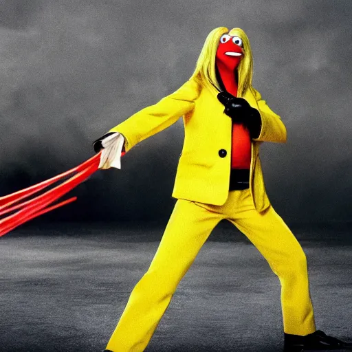 Prompt: Kill Bill starring the Muppets, photo, 4k, detailed