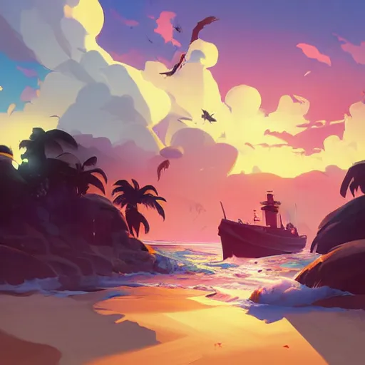 Image similar to painting treasure on sea of thieves game smooth median photoshop filter cutout vector, behance hd by jesper ejsing, by rhads, makoto shinkai and lois van baarle, ilya kuvshinov, rossdraws global illumination