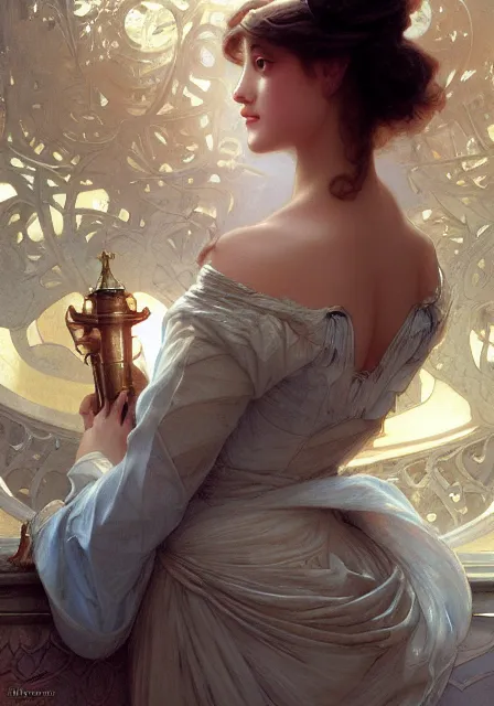 Image similar to cinderella, intricate, elegant, highly detailed, digital painting, artstation, concept art, smooth, sharp focus, illustration, art by artgerm and greg rutkowski and alphonse mucha and william - adolphe bouguereau