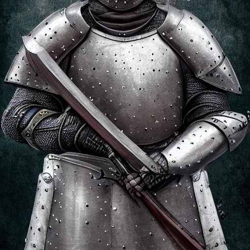 Image similar to conzept art, 45 years old men, strict, militaristic, medieval heavy armor, no helmet, spear, high detail, digital art, medieval fantasy, realistic