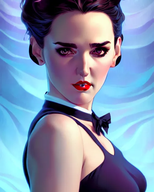 Image similar to a pin up and beautiful fashion charming dreamlke jennifer connelly, symmetrical face symmetrical eyes, character art, art by artgerm lau and wlop and and ilya kuvshinov and john singer sargent, joshua middleton comic art, frostbite 3 engine, cryengine