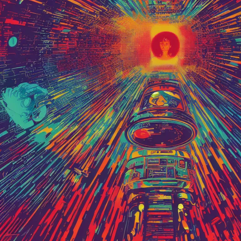 Image similar to A psychedelic poster of 2001: A Space Odyssey by Wes Wilson