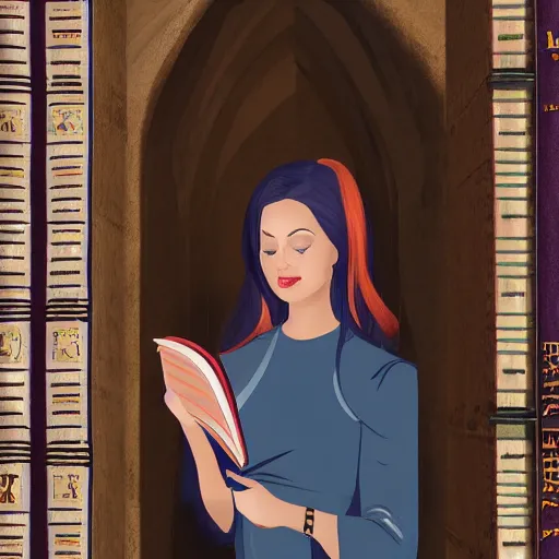 Image similar to 2 1 st century woman!!!! with a medieval book in her hand, 4 k, 8 k, photorealistic imagery