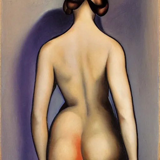 Image similar to Lower back of a beautiful woman, painted by Tamara de Lempicka